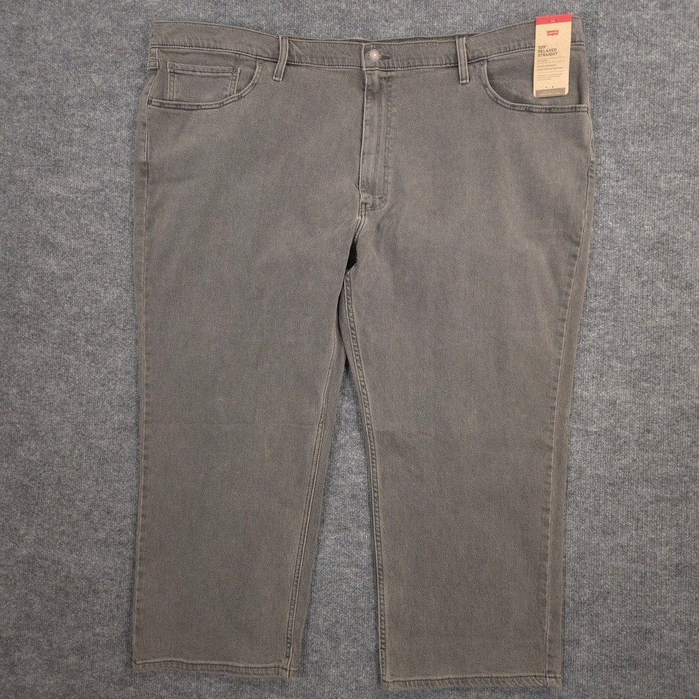 Levis 559 Jeans Mens 52X28 Gray Relaxed Straight 5‎ Pocket Stretch Denim NEW